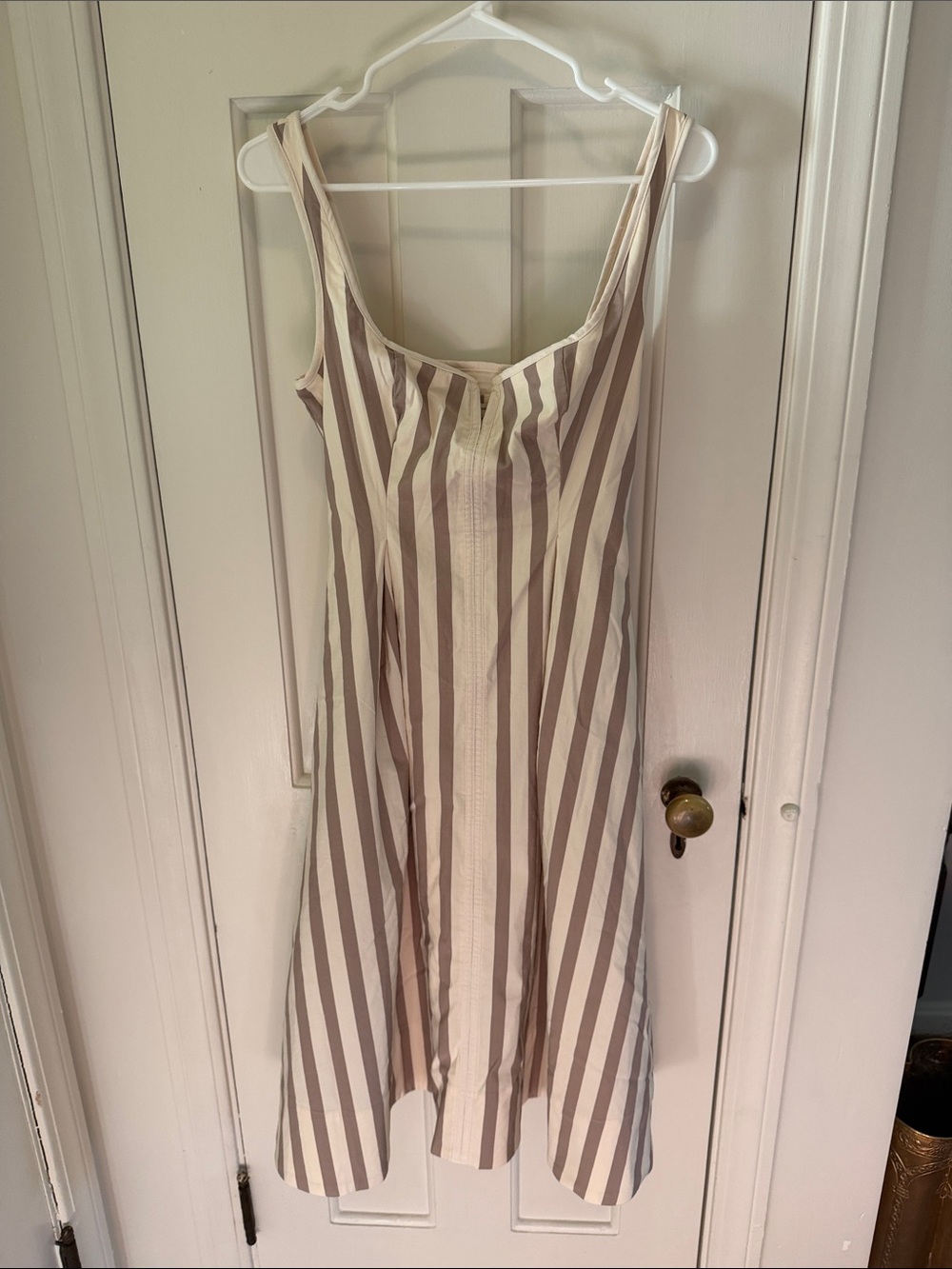 NWT Anthropologie Mauve Striped Midi Dress in Cream and Light Purple